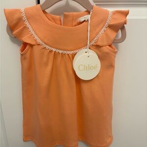 Chloe Orange Kids Dress with Lace Trim